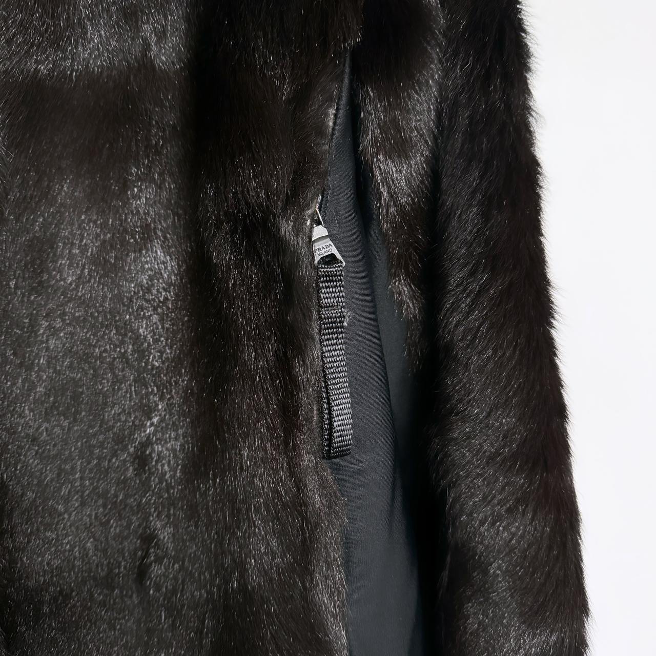 Y2K Black Fur COAT Vintage 2000's Fur Jacket Satin Belt Long